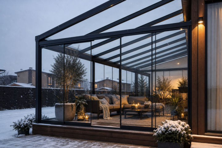 Klaasist talveaed terrassil